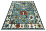 9x12 Wool Traditional Persian Blue and Ivory Colorful Hand knotted Oushak Area Rug | TRDCP1067912