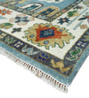 9x12 Wool Traditional Persian Blue and Ivory Colorful Hand knotted Oushak Area Rug | TRDCP1067912