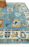 9x12 Wool Traditional Persian Ivory and Blue Vibrant Colorful Hand knotted Oushak Area Rug | TRDCP886912