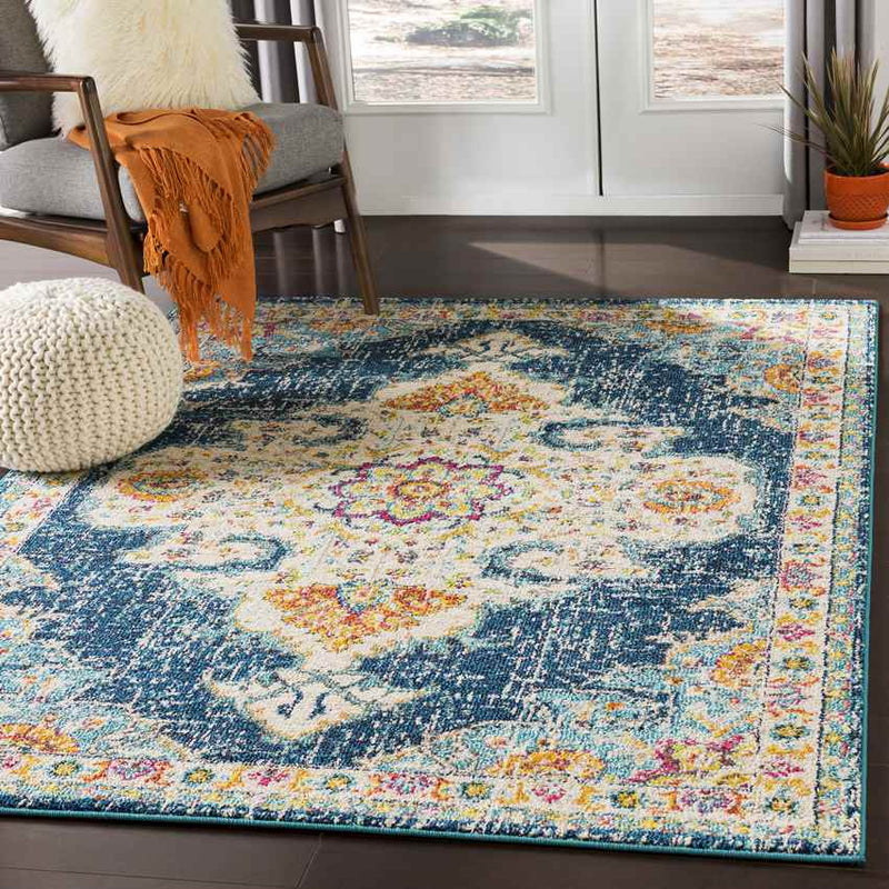 Miya Traditional Teal Area Rug
