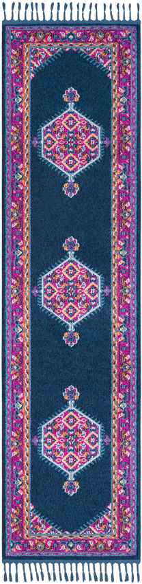 Brenna Traditional Navy Pink Area Rug