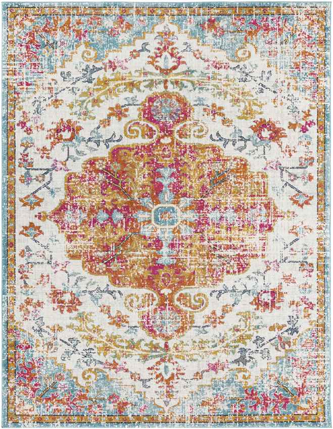 Olivia Traditional Saffron/Teal Area Rug