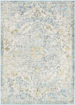 Olivia Traditional Ivory Cream/Teal/Yellow Area Rug