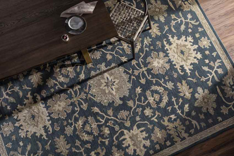 Ness Traditional Navy Area Rug