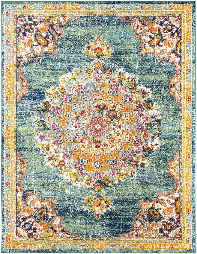 Puteaux Traditional Teal Area Rug