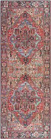 Manche Traditional Bright Red/Navy/Wheat/Ice Blue/Grass Green/Ivory Area Rug