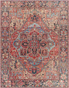 Manche Traditional Bright Red/Navy/Wheat/Ice Blue/Grass Green/Ivory Area Rug