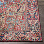 Manche Traditional Bright Red/Navy/Wheat/Ice Blue/Grass Green/Ivory Area Rug