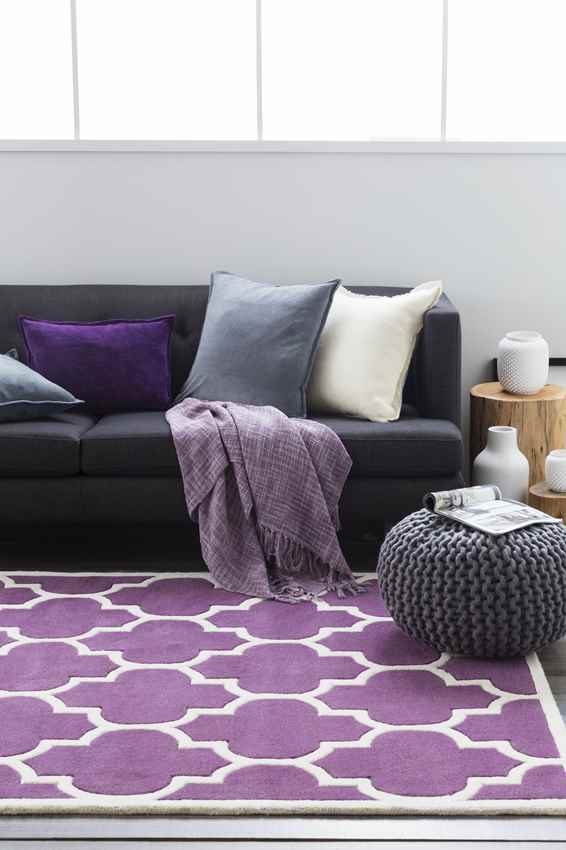Azusa Modern Purple/Off-White Area Rug