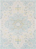 Wokingham Traditional Aqua/Bright Yellow Area Rug