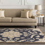 Carman Traditional Navy Area Rug