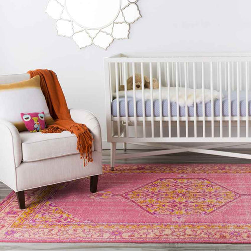 Chieti Traditional Bright Pink Area Rug
