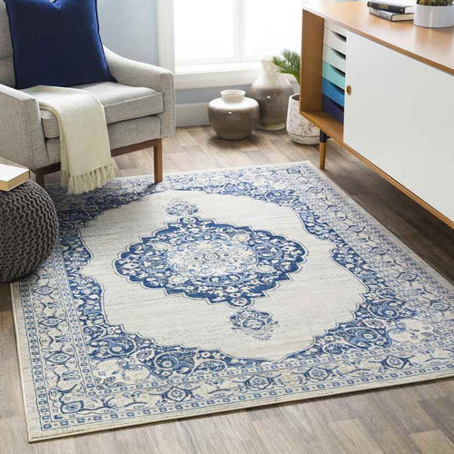 Stiem Traditional Navy Area Rug