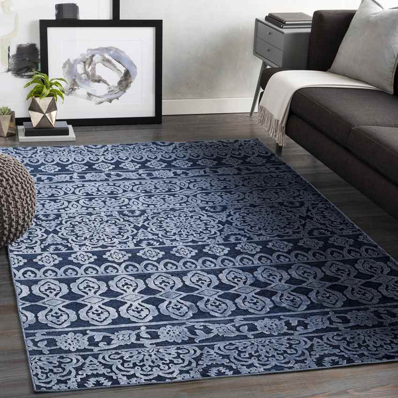 Hoogehaar Traditional Navy Area Rug