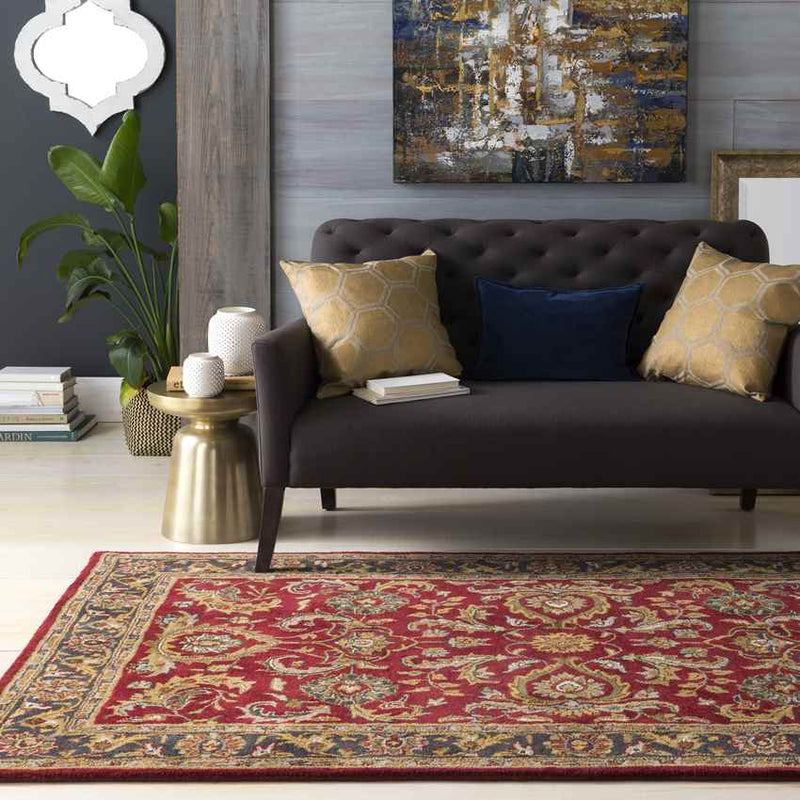 Palaiseau Traditional Bright Red Area Rug