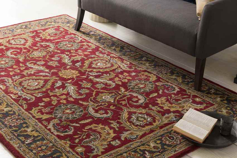 Palaiseau Traditional Bright Red Area Rug