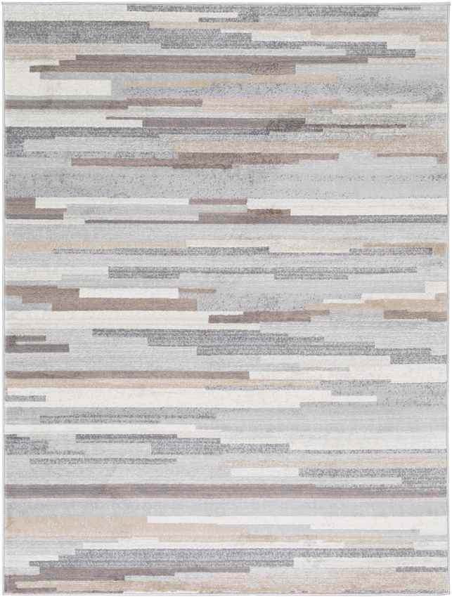 Orvelte Modern Medium Gray/Tan/White Area Rug