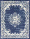 Leek Traditional Denim Area Rug