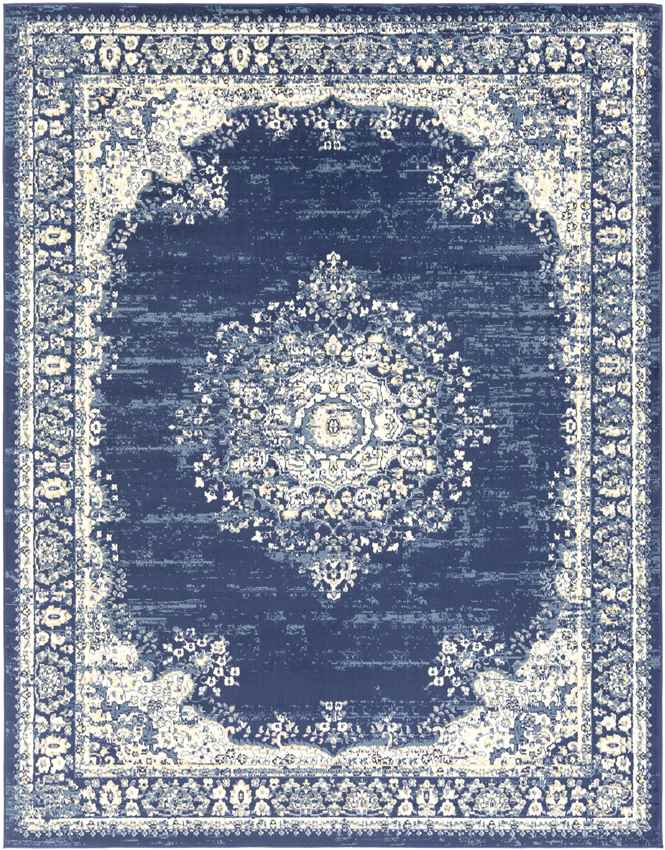 Leek Traditional Denim Area Rug