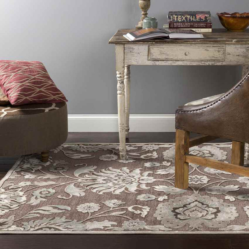 Oldorp Traditional Dark Brown Area Rug
