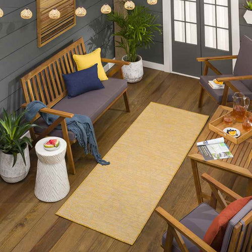 Broekoord Traditional Bright Yellow Area Rug