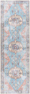 Laren Traditional Aqua Washable Area Rug