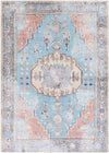 Laren Traditional Aqua Washable Area Rug