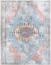 Laren Traditional Aqua Washable Area Rug