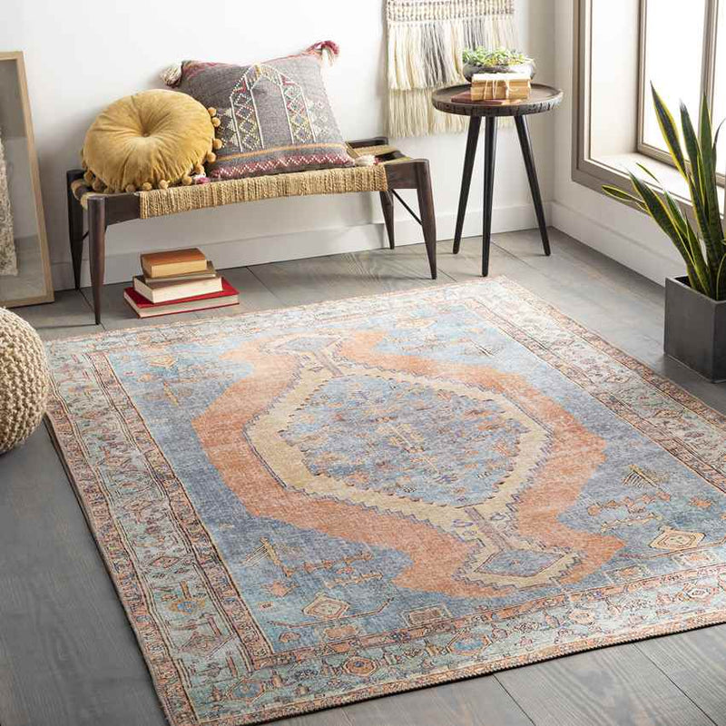 Middelie Traditional Medium Gray Washable Area Rug