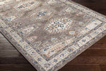 Grave Traditional Dark Brown Area Rug