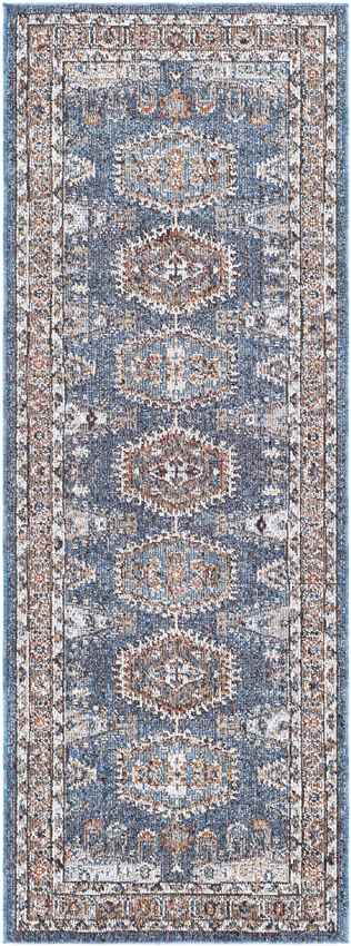 Grave Traditional Navy Area Rug