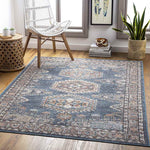 Grave Traditional Navy Area Rug