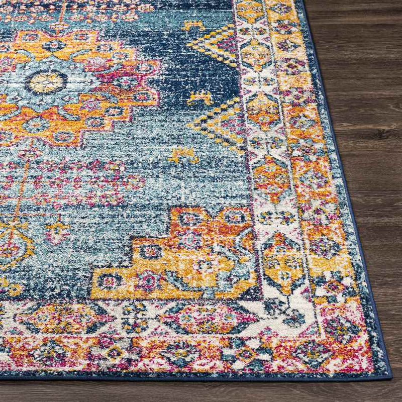 Halfmijl Traditional Navy Area Rug