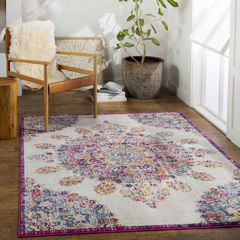 Hooghout Traditional Bright Pink Area Rug