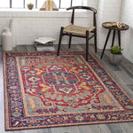 Lith Traditional Bright Red Area Rug