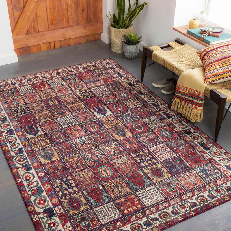 Luitert Traditional Dark Red Area Rug