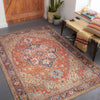 Macharen Traditional Bright Orange Area Rug
