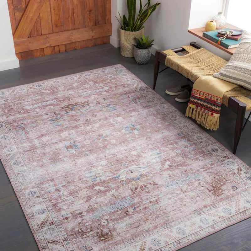 Meeren Traditional Pale Pink Area Rug