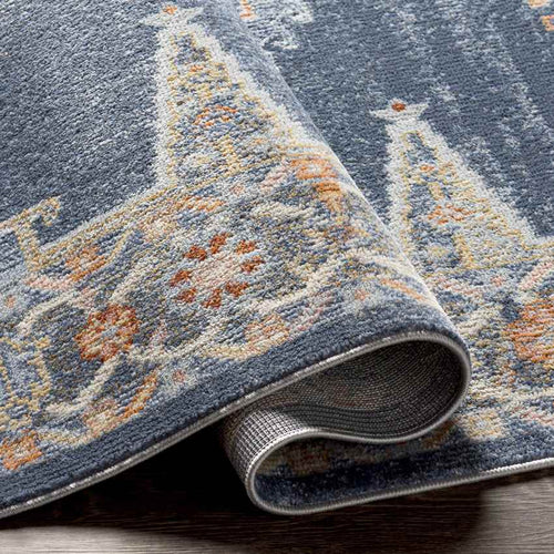 Rock Traditional Pale Blue Area Rug