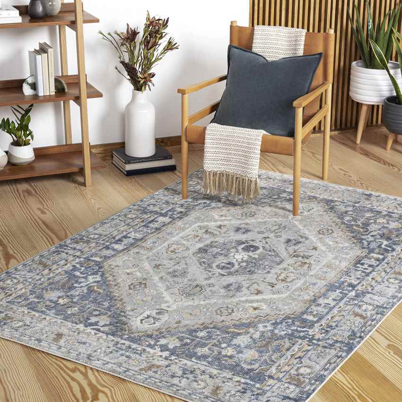 Elisa Traditional Dark Blue Area Rug