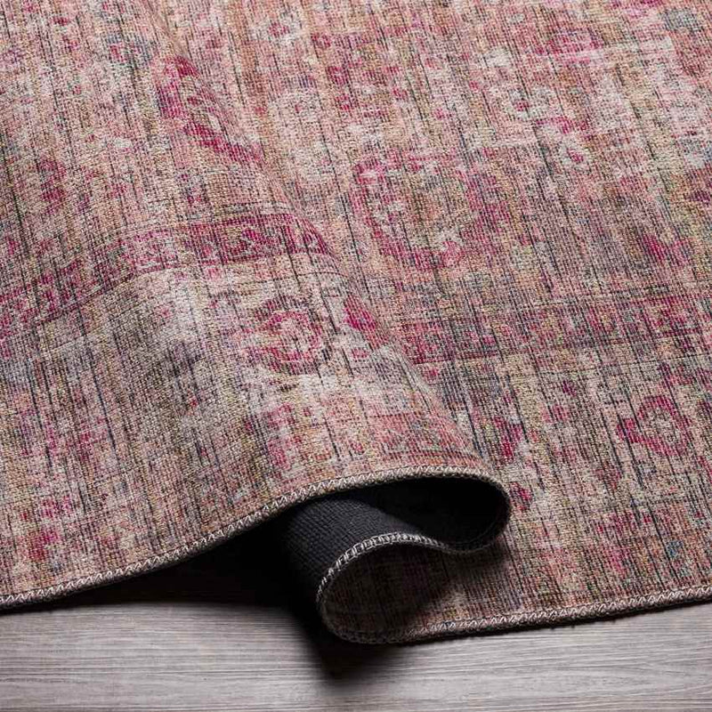 Mecca Traditional Dark Coral Washable Area Rug