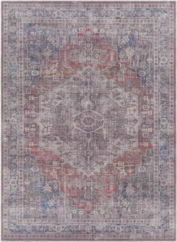 Millhousen Traditional Navy Washable Area Rug