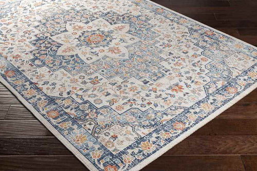 Carbon Cliff Traditional Dark Blue Area Rug