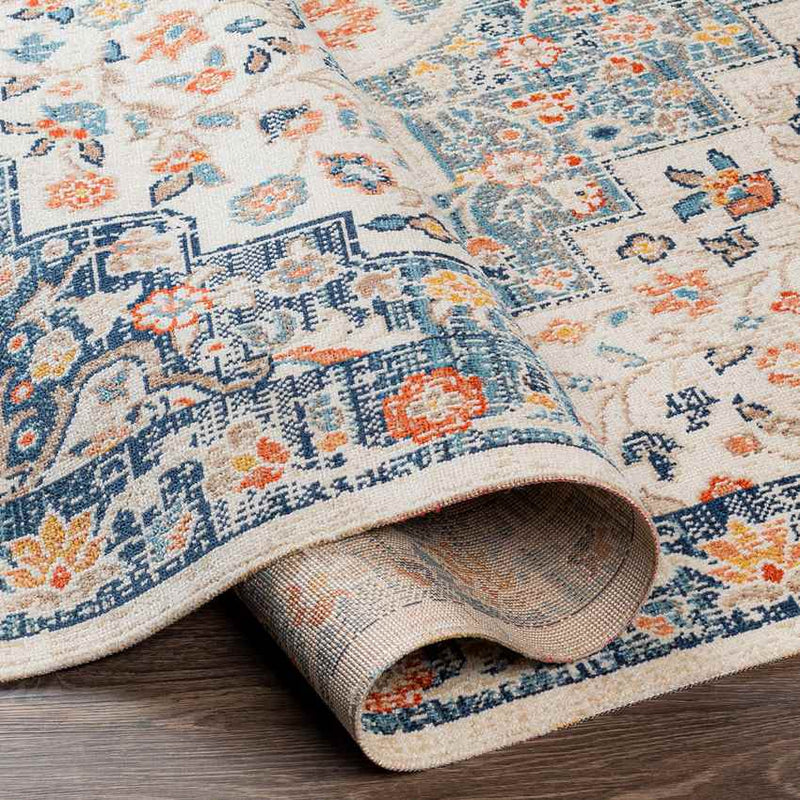 Carbon Cliff Traditional Dark Blue Area Rug