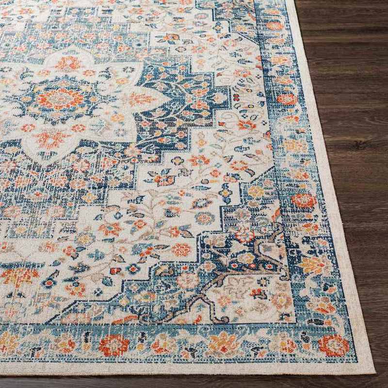 Carbon Cliff Traditional Dark Blue Area Rug