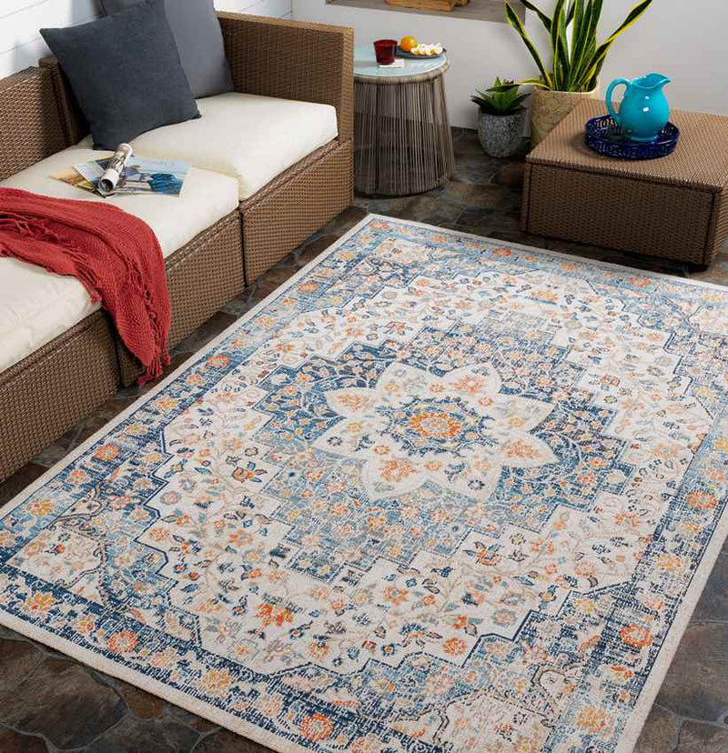 Carbon Cliff Traditional Dark Blue Area Rug
