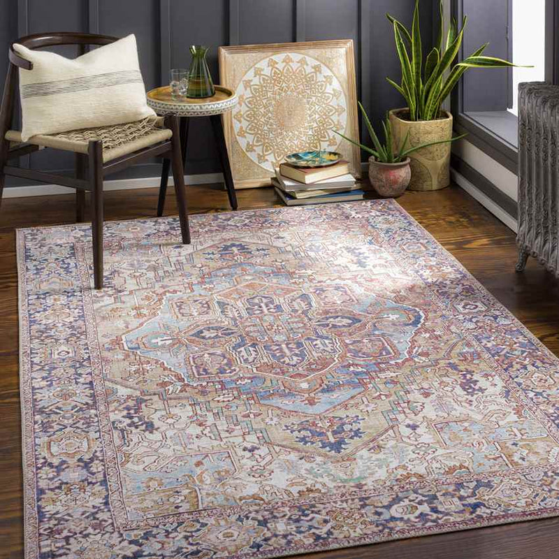 Manche Traditional Dark Brown Area Rug