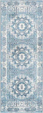 Shamrock Lakes Modern Sky Blue Washable Area Rug