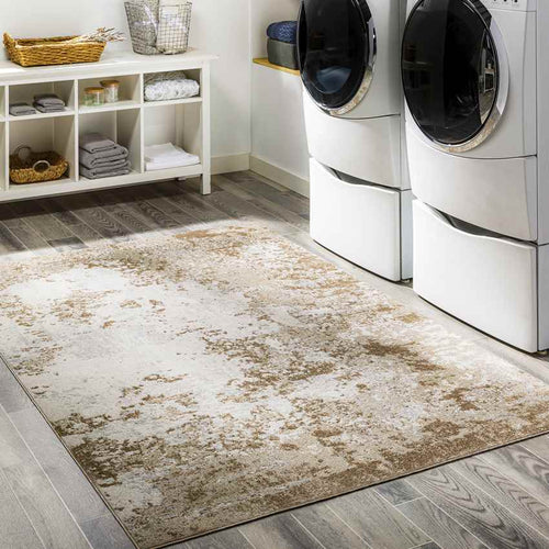 Shelburn Modern Taupe Washable Area Rug