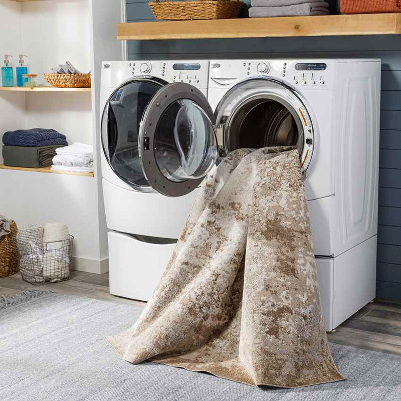 Shelburn Modern Taupe Washable Area Rug
